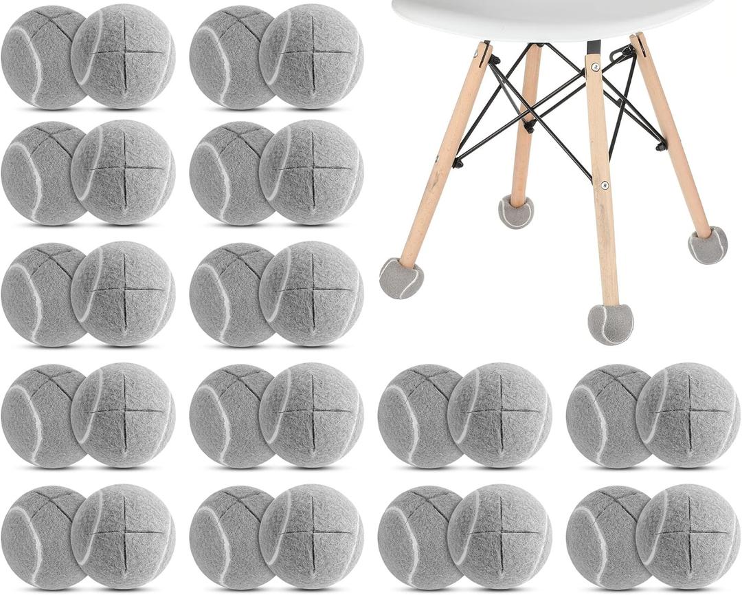 Macarrie 40 Pieces Precut Tennis Balls for Chairs Tennis Ball Chairs Foot Covers for Furniture Leg Classroom Floor Protection Chair Desk Legs Coverings(Gray) 