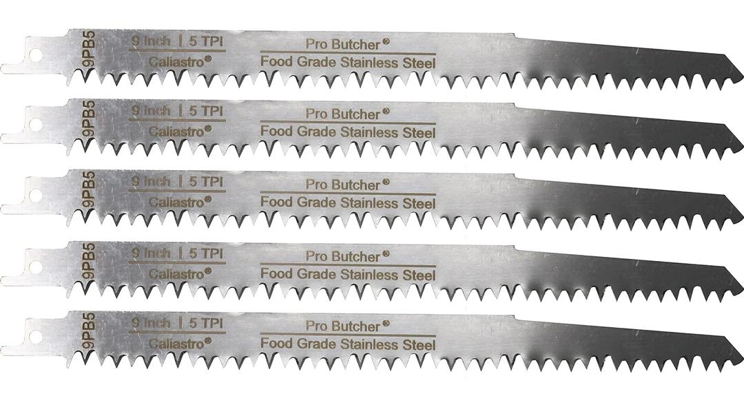 9-Inch Stainless Steel Frozen Meat Bone Cutting Saw Blades for Reciprocating and Sawzall Saws 5-Pack