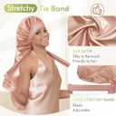 2 x BONNET QUEEN Braid Bonnet Silk Bonnet Foldable Extra Long Wrap for Braids Satin Bonnets with Tie Band Long Sleep Cap, Champagne (One Size)