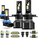 Light Bulbs Fit for Honda CR-V 2007-2011,High Low Dual Beam Fog Lights Combo 9003 H11 Lights with Cooling Fan,600% Brighter Powersports Bulbs Interior Light Kit,Plug and Play,12PCS