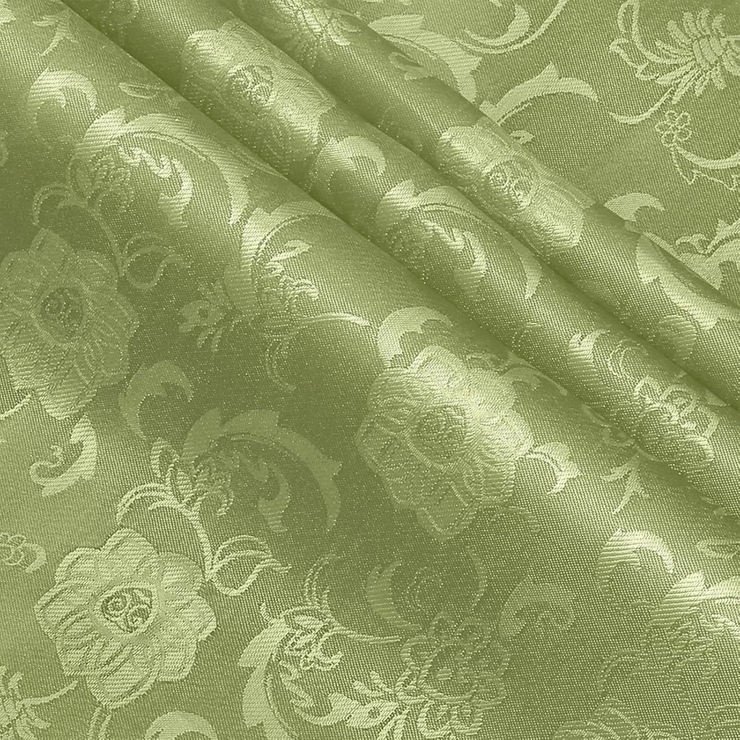 KKJIAF Sage Green Satin Jacquard Fabric - 2 Yard, 60 Inch Wide Shiny Sunflower Pattern Silky Brocade Fabric for Tablecloth, Table Runner, Napkins, Dress, Bedding Sheet, DIY Crafts