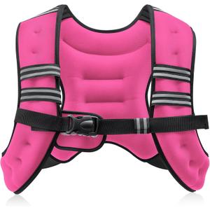 ZELUS Weighted Vest, 12lb Weight Vest with Reflective Stripe for Workout, Strength Training, Running, Fitness, Muscle Building, Weight Loss, Weightlifting (Pink)