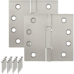 MEGA HANDLES Door Hinges with Square Corners (2 Pack) - 4x4'' Zinc Alloy Door Hinge Set, Interior Heavy Duty Hinges for Bedroom, Bathroom - Screws Included - Satin Nickel