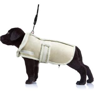 Dog Winter Jacket, Warm Windproof Dog Sweaters for Small Dogs, Thick Apparelf Fleece Coat for Medium Large Dogs (Small) (Small(14lb-22lb), Beige)