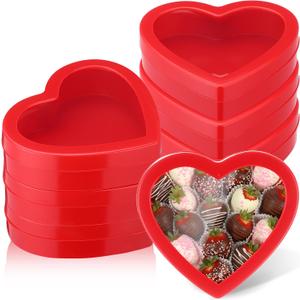 Wesiti 6 Pcs Small Heart Shaped Boxes with Window Valentine's Day Gift Boxes Plastic Storage Container for DIY Projects Presents Candy Jewelry Mother's Day Gifts (Red)