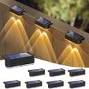 Peasur Solar Fence Lights Outdoor 8 Pack, Deck Light Solar Powered, Waterproof LED Step Lights for Railing Yard Patio Outside Wall(Warm White)