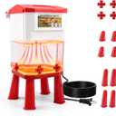 3 Gallon Heated Chicken Waterer for Winter Automatic Chicken Water Heater,Adsjustable Height Anti-Freezing Poultry Watering System with Thermostatic Control,Red,12.6 in x 8.3 inch x 8.3 in