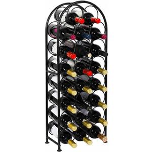 PAG 23 Bottles Arched Freestanding Floor Metal Wine Rack Wine Bottle Holders Stands, Black