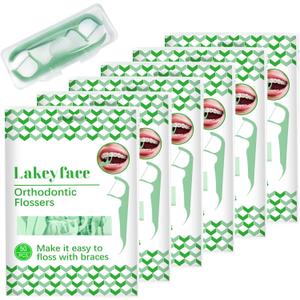 300 Count Orthodontic Flossers for Braces with Floss Dispenser, Brace Flossers for Kids Teeth & Adults, Dental Floss for Braces, Dental Floss Picks, 50 Count Bag (Pack of 6)