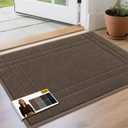JSEI Entryway Rugs Doormat 24"x36", Non-Slip Dirt Trapper Door Mats Indoor, Washable Absorbent and Stain Resist Welcome Floor Mat for Front Door, Dog Door Mat, Dirty Wet Shoes & Paws, Light Brown
