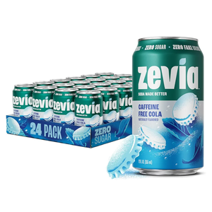Zevia Zero Sugar Soda, Caffeine Free Cola, 12 oz Cans (24-Pack) – Naturally Sweetened, Zero Calorie Sugar Free Soda - Non-GMO Project Verified, Gluten-Free, Vegan BB: 06/06/2027
