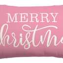 2 x Pink Christmas Lumbar Pillow Cover 12x20 Inches for Xmas Decorations Merry Christmas Throw Pillow Covers Winter Holiday Cushion Case Decoration for Sofa Couch
