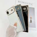 SAKUULO Case for iPhone Air Luxury Plating Gold Case for Women Girls Soft TPU Shockproof Raised Full Camera Protection Electroplate Bumper Cover for iPhone Air 6.5"- White