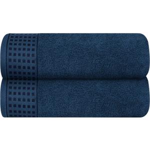 GLAMBURG 100% Cotton 2 Pack Oversized Bath Towel Set 28x55 Inches, Ultra Soft Highly Absorbant Compact Quickdry & Lightweight Large Bath Towels, Ideal for Gym Travel Camp Pool - Mineral Blue