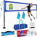 VSSAL Professional Volleyball Net Set Heavy Duty for Outdoor Backyard Portable with Aluminum Scoring Poles, 32ft Regulation Nets System for Tournament, Adjustable Height and Length (Classic Blue)