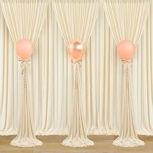 10ftx30ft Champagne Thick Wrinkle Free Backdrop Curtain Panels for Parties, 6 Panels 5ftx10ft Polyester Photography Backdrop Drapes, Wedding Birthday Party Baby Shower