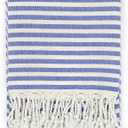 Blue & White Striped Tablecloth With Fringe