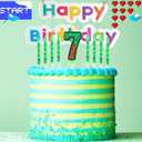 2 x Pixels Themed 7th Birthday Candle, Pixels Cake Topper for Boys Girls, 9 Pcs Candle Set, Game Cartoon Theme Birthday Party Supplies (Number 7)