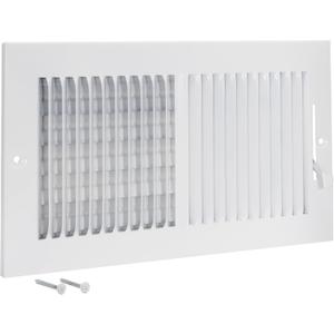 EZ-FLO 12 x 6 Inch (Duct Opening) Air Vent Cover for Wall or Ceiling, Two-Way Ventilation Register, Solid Steel HVAC Register Cover, White, 61612