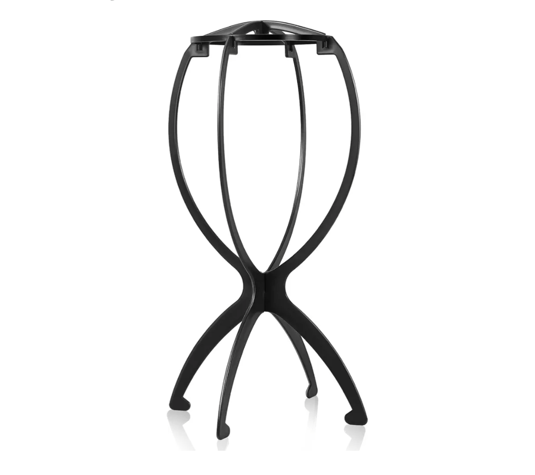 Obeoby Wig Stand, Portable Wig Holder Wig Head Stand for All Wigs Travel Wig (Black)