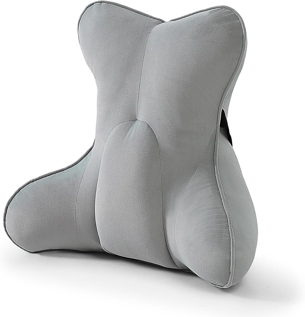 Lumbar Back Pillow (Pat. Pend), Supportive Back Cushion for Bed, Couch & Recliner, Ergonomic Lumbar Pillow with Customizable Firmness for Lower Back Pain Relief, Zinc Gray, 17.7"