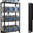 Storage Shelves, Closet Organizers and Storage 4-Shelf Foldable Metal Shelving Units 28" W x 14" D x 50" H for Garage Kitchen Bakers, Collapsible Organizer Rack, Heavy Duty on Wheels (4 -Shelf)