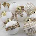 Satin Christmas Balls Ornaments, Silk Christmas Hanging Ball Decorations, 12Pcs 3.15" Luxury Vintage Christmas Tree Decor for Xmas Holiday Wedding Party, Package (White)