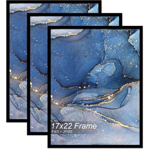 Fxojyvo 17x22 Picture Frame Set of 3, Black Frame for 17 x 22 Inch Picture Poster Photo, Light Weight and High Transparent 17 by 22 Frame for Wall - 3 Pack/Black/17 x22
