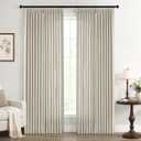 Rustic Oatmeal Pleated Linen Curtains 102 Inches Long for Living Room Bedroom 2 Panels Netural Boho Thick Textured Linen Back Tab Pinch Pleat Curtain Drapes Ceiling Floor Semi Sheer Sliding Door