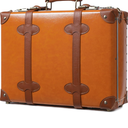 urecity Vintage and Cute Carry-on Overnight Case Non-wheeled Mini Leather Trunk Suitcase with Shoulder Strap, Brown ,19"