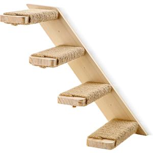 4 Steps Cat Wall Shelves Cat Wall Stairs (Brownish White, 1 Pack 4 Steps, 1)