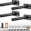 4pcs Wall Shelf Brackets Heavy Duty Floating Shelf Bracket Hidden,Invisible Black Shelving Brackets Decorative Floating Shelf Hardware Heavy Duty,Metal Shelf Support Bracket(4"-4pcs)