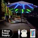 Patio Umbrella String Lights with 16 Color Changing and 12 Modes, Remote Control 104 Ultra Bright LED Beads Waterproof Battery and USB Operated with 8 Light Strings for Patio Umbrellas Camping Tents
