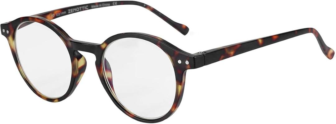 ZENOTTIC Reading Glasses Blue Light Blocking Round Glasses for Men Women Magnification 0.0 1.0 1.5 2.0 2.5 3.0 3.5 (Tortoise)