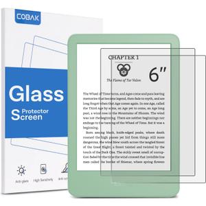 2 x CoBak 2 Pack Matte Tempered Glass Screen Protector for 6" Kindle 2024 and 2022 (11 Generation), Kobo Nia, and PocketBook - Fingerprint Resistance, Anti-Bubble 9H Hardness Film