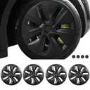 FORAUTOMOD Tesla Model Y 19 Inch Wheel Covers, Matte Black, 4 Pcs, ABS Material, Snap-On, Fits Tesla Model Y, 19-inch Wheel Compatible