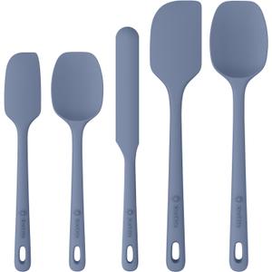 5 Pieces Silicone Spatula Set, Food Grade Rubber Spatula, Upgrade Strong Handle with Ergonomic Grip, Heat Resistant Up to 600F for Nonstick Cookware, Cooking Blue