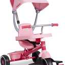 Radio Flyer Pedal & Push 4-in-1 Stroll 'N Trike, Pink Tricycle, Tricycle for Toddlers Age 1-5, Toddler Bike 