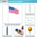 VINGLI Upgraded 25FT Sectional Aluminum Flag Pole for Outside House, Thick Tube Halyard Flag Pole Kit, In-Ground Flag Poles for 3x5 Flags Outdoor for Yard, Ball Topper Halyard Rope PVC Sleeve, Silver