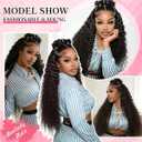 13x6 Deep Wave Lace Front Wigs Human Hair 200% Density HD Transparent Lace Frontal Wigs Pre Plucked with Baby Hair Glueless Curly Wigs for Black Women 24 Inch