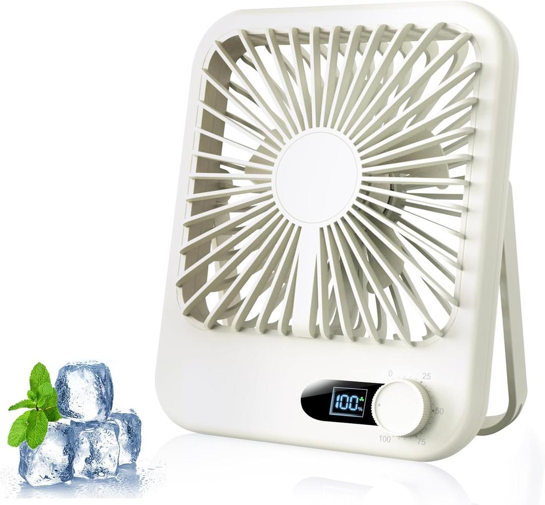 WhiteRhino Rechargeable Desk Fan, USB Portable Air Circulator - 100 Speeds, 39ft, 180 Tilt, Ultra Quiet Digital Display Travel Fan for Bedroom, Home Office