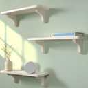 Real Wood White Shelves for Wall - 17 inch (3 Pack) - Easy to Install, Template and Video Included - White Wall Shelves, Shelves for Room, Decorative Wall Shelf