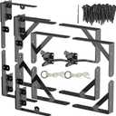 Anti Sag Gate Kit Heavy Duty No Sag Kit Gate Corner Brace Bracket for Wooden Gate Fence with a Self-Locking Gate Latch (No Sag Kit C - 2Set), Black