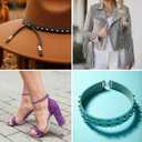 Mandala Crafts 20 Yards Red Studded Faux Suede Cords Leather Trims - Flat Vegan Leather Lace Strips String with Silver Color Rivets for Jewelry Making, Crafts, Bracelets, and Decorations