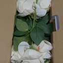 LVEFIT Artificial Rose Flower Artificial Flowers Flower with Long Stem Silk Roses Bouquet for Wedding Bridal Shower Party Home Decoration (Beige, 12 Pcs)