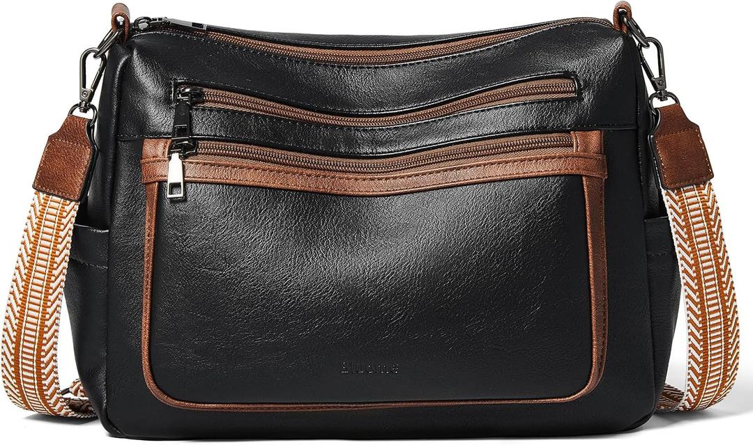 Bluome Crossbody Purses for Women, Medium Large Faux Leather Crossbody Bags Lightweight Sling Bag Shoulder Handbags
