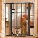 51" Extra Tall Cat Gate with Cat Door, Adjustable Pet Gate for Doorways