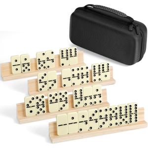BATURU Double 6 Dominos Set for Adults with 28 Tiles, Durable Dominoes Game Set with 4 Racks and Carry Case, Fun Dominos for Kids, Family Games Night, Travel Games