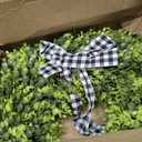 Vlorart 24" Large Boxwood Wreath for Front Door, Artificial Greenery Wreath with Plaid Bow, Full Lush Spring Summer Farmhouse Wall, Window & Wedding Decor