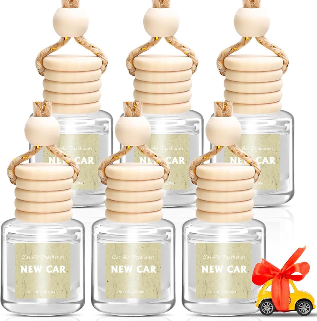 AROIC 6 Pack Car Air Freshener Hanging, New Car Scent Natural Plant Essential Oil Fragrance Diffuser, Unisex Air Freshener Aromatherapy Effectively Eliminates Odors Long-Lasting Fresh Scent (8ml Each)